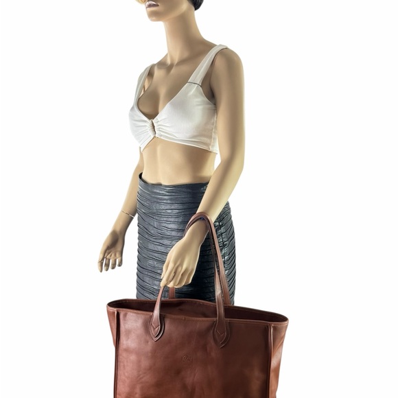 EL PORTAL Tote Bag in Brown Leather Tote Shopping Shoulder Bag Made in USA - Picture 10 of 12